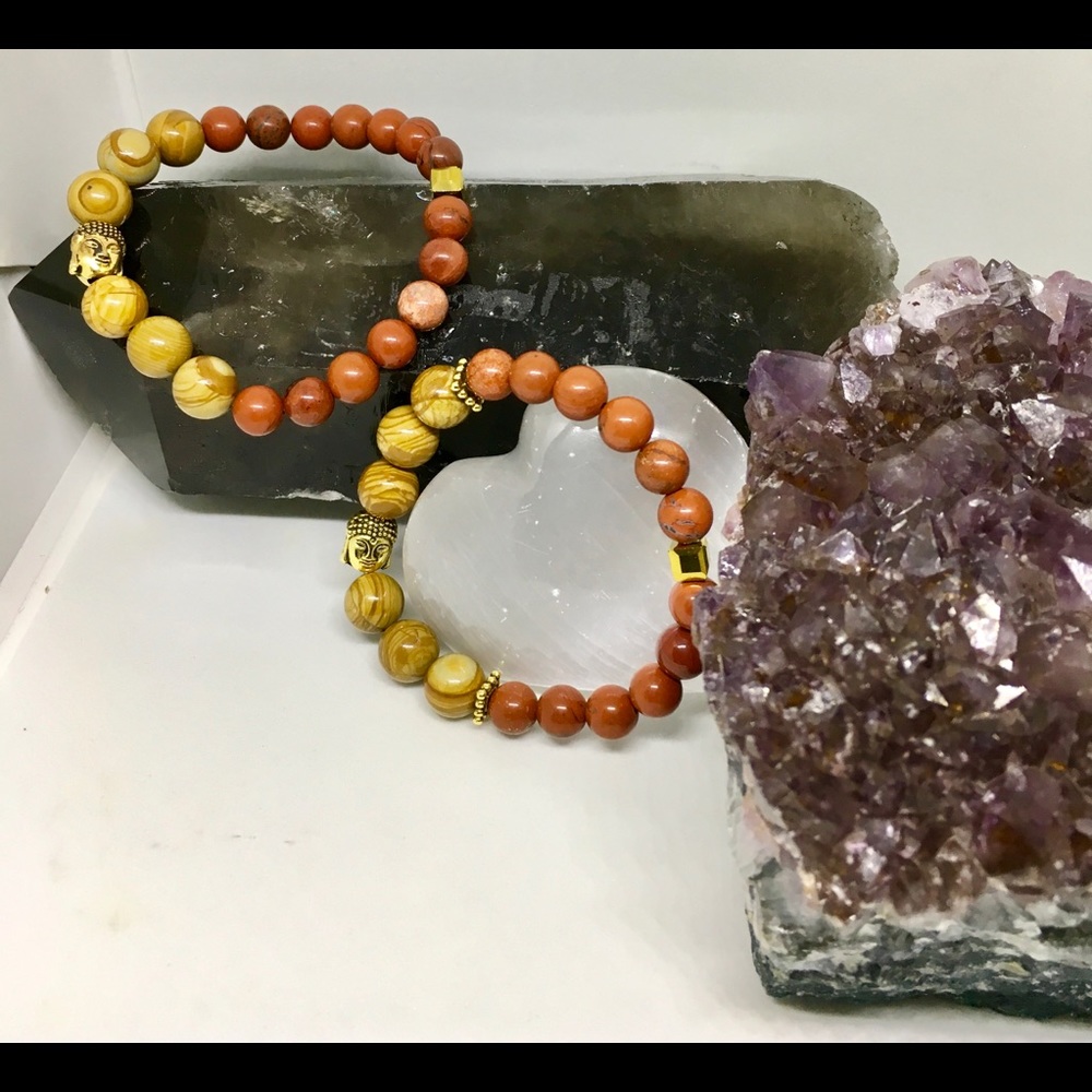 Red Jasper and Petrified Wood bracelet
